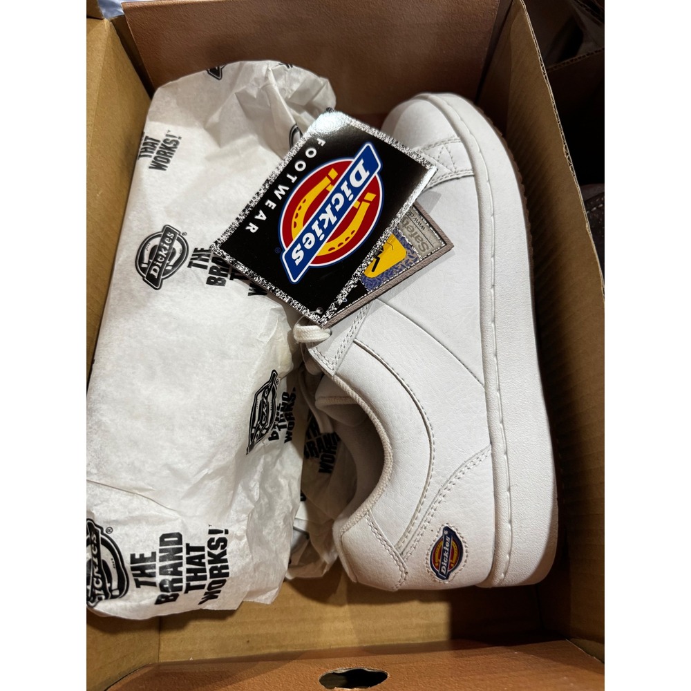 Dickies CD3061 Womens White Leather Slip Resistant Work Sneakers Size 8W